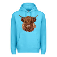 Ocean Blue highland cow Premium Hoodie - RanaPortraitStore