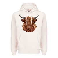 Pale Pink highland cow Premium Hoodie - RanaPortraitStore
