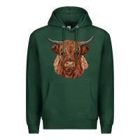 Sports Green highland cow Premium Hoodie - RanaPortraitStore