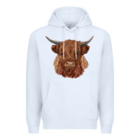 White highland cow Premium Hoodie - RanaPortraitStore