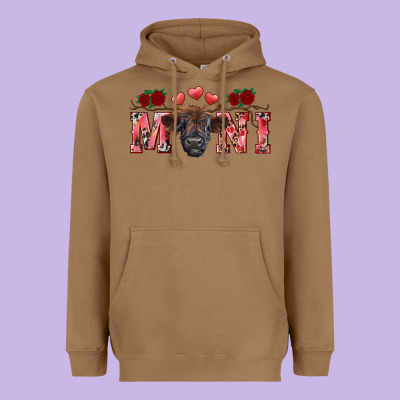 Valentine's Day Mini Black Highland Calf Heavyweight Hoodie Designed By Ranaportraitstore