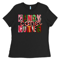 Black Candy Cane Cutie Ladies Tee - FaDigitalArtStudio