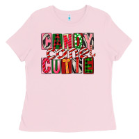 Bubblegum Pink Candy Cane Cutie Ladies Tee - FaDigitalArtStudio
