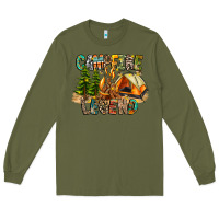 Army Green Campfire Legend Long Sleeve Tee - CowhideDigitalArt