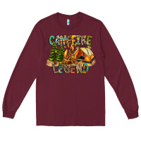 Burgundy Campfire Legend Long Sleeve Tee - CowhideDigitalArt