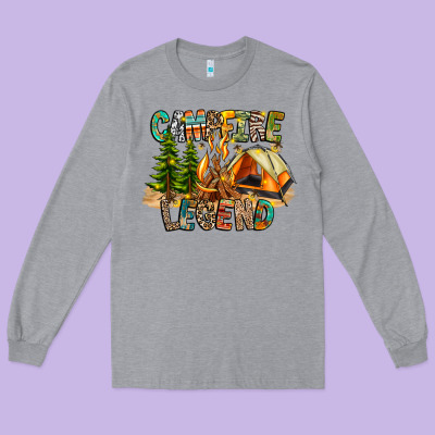 Campfire Legend Long Sleeve Tee Designed By Cowhidedigitalart