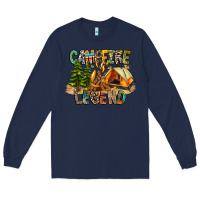 Navy Campfire Legend Long Sleeve Tee - CowhideDigitalArt