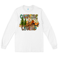 White Campfire Legend Long Sleeve Tee - CowhideDigitalArt