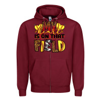 Burgundy softball my heart is on that field Zipper Hoodie - RanaPortraitStore