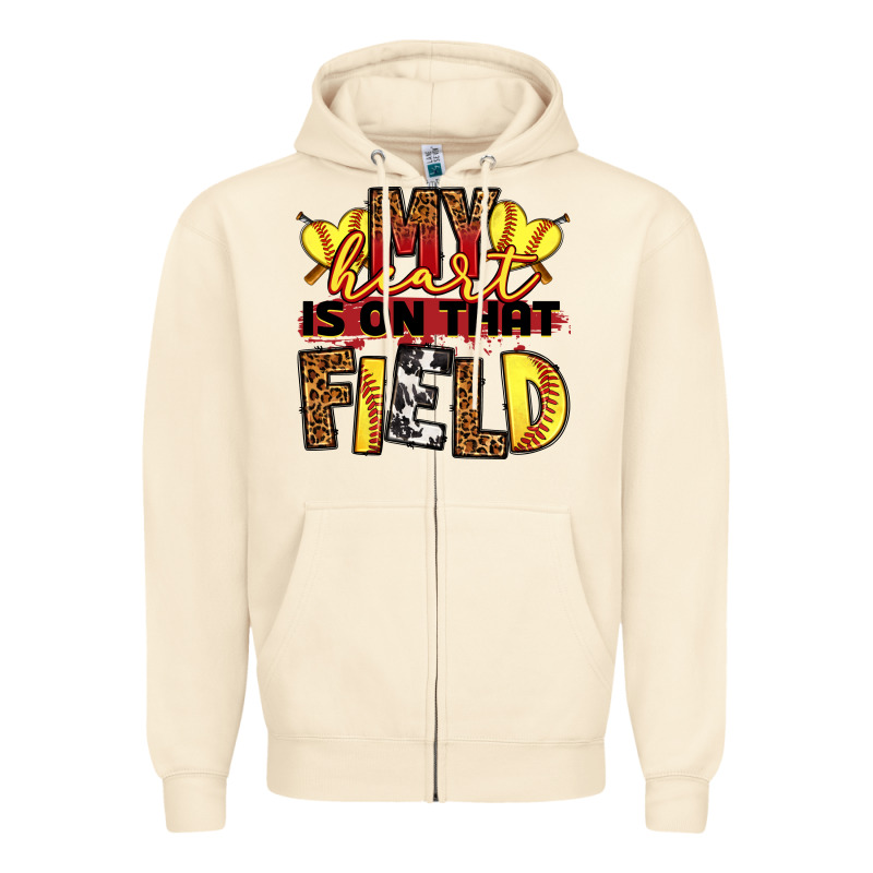 Softball My Heart Is On That Field Zipper Hoodie by RanaPortraitStore | Teevron