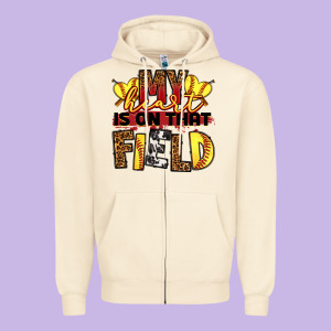 Softball My Heart Is On That Field Zipper Hoodie Designed By Ranaportraitstore