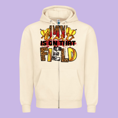 Softball My Heart Is On That Field Zipper Hoodie Designed By Ranaportraitstore