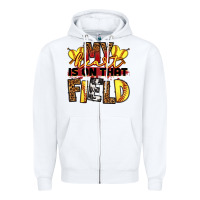 White softball my heart is on that field Zipper Hoodie - RanaPortraitStore