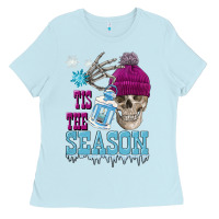 Baby Blue tis the season winter skull Ladies Tee - FaDigitalArtStudio