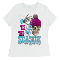 White tis the season winter skull Ladies Tee - FaDigitalArtStudio