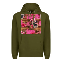Army Green easter heifer with bunny ears seamless pattern Premium Hoodie - Artiststas