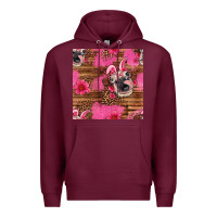 Burgundy easter heifer with bunny ears seamless pattern Premium Hoodie - Artiststas