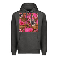 Charcoal Heather easter heifer with bunny ears seamless pattern Premium Hoodie - Artiststas