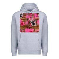 Heather Grey easter heifer with bunny ears seamless pattern Premium Hoodie - Artiststas