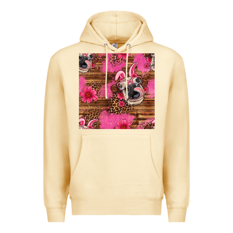 Easter Heifer With Bunny Ears Seamless Pattern Premium Hoodie by Artiststas | Teevron