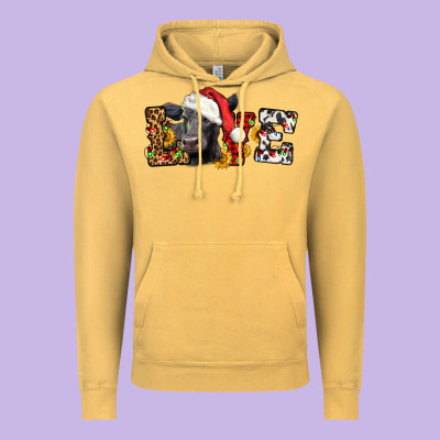 Love Christmas Black Angus Vintage Hoodie Designed By Lillyallendesigns