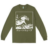 Army Green the great wave off kanagawa Long Sleeve Tee - artisFamous