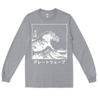 Heather Grey the great wave off kanagawa Long Sleeve Tee - artisFamous