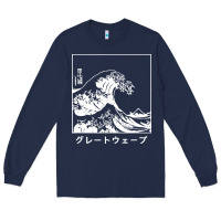 Navy the great wave off kanagawa Long Sleeve Tee - artisFamous