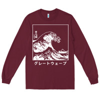 Burgundy the great wave off kanagawa Long Sleeve Tee - artisFamous