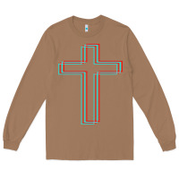 Toasted Coconut A Neon Christian Cross Long Sleeve Tee - artisFamous