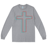 Heather Grey A Neon Christian Cross Long Sleeve Tee - artisFamous