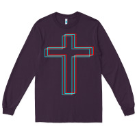 Plum A Neon Christian Cross Long Sleeve Tee - artisFamous
