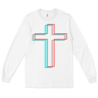 White A Neon Christian Cross Long Sleeve Tee - artisFamous
