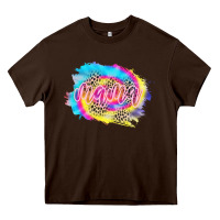 Chocolate Brown Mama Tie dye Leopard Heavy Core Tee - CowCowDesign