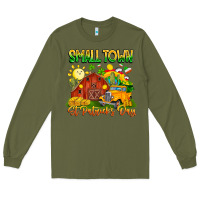 Army Green Small Town St Patrick's Day Long Sleeve Tee - CowhideDigitalArt