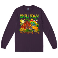 Plum Small Town St Patrick's Day Long Sleeve Tee - CowhideDigitalArt