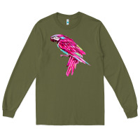 Army Green pink parrot T-shirts Long Sleeve Tee - artisFamous
