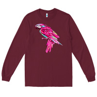 Burgundy pink parrot T-shirts Long Sleeve Tee - artisFamous