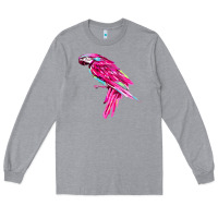 Heather Grey pink parrot T-shirts Long Sleeve Tee - artisFamous