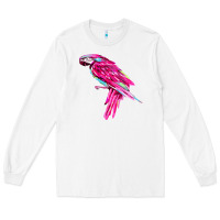 White pink parrot T-shirts Long Sleeve Tee - artisFamous