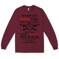 Burgundy tabletop rpg d20 orc massage critical failure Long Sleeve Tee - artisFamous