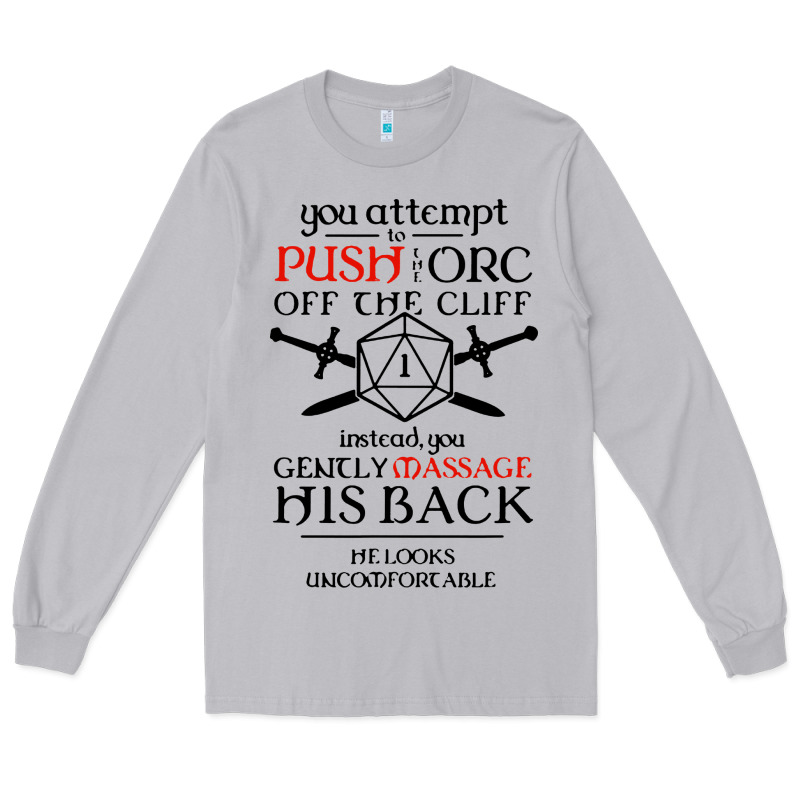 Tabletop Rpg D20 Orc Massage Critical Failure Long Sleeve Tee by artisFamous | Teevron