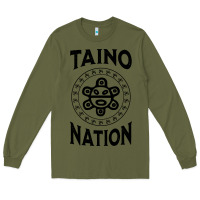 Army Green white taino nation coqui sun boricua taino Long Sleeve Tee - artisFamous