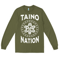 Army Green white taino nation coqui sun boricua taino Long Sleeve Tee - artisFamous