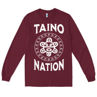 Burgundy white taino nation coqui sun boricua taino Long Sleeve Tee - artisFamous