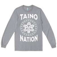 Heather Grey white taino nation coqui sun boricua taino Long Sleeve Tee - artisFamous