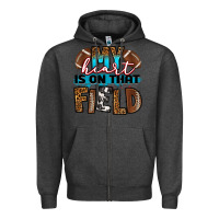 Charcoal Heather my heart is on that field football Zipper Hoodie - RanaPortraitStore