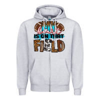 Heather Grey my heart is on that field football Zipper Hoodie - RanaPortraitStore