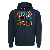 Navy my heart is on that field football Zipper Hoodie - RanaPortraitStore