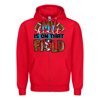 Red my heart is on that field football Zipper Hoodie - RanaPortraitStore